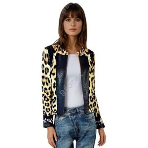 ROBERTO CAVALLI Leopard Print Edge to Edge Linen Jacket in Sz 38 US 2-4